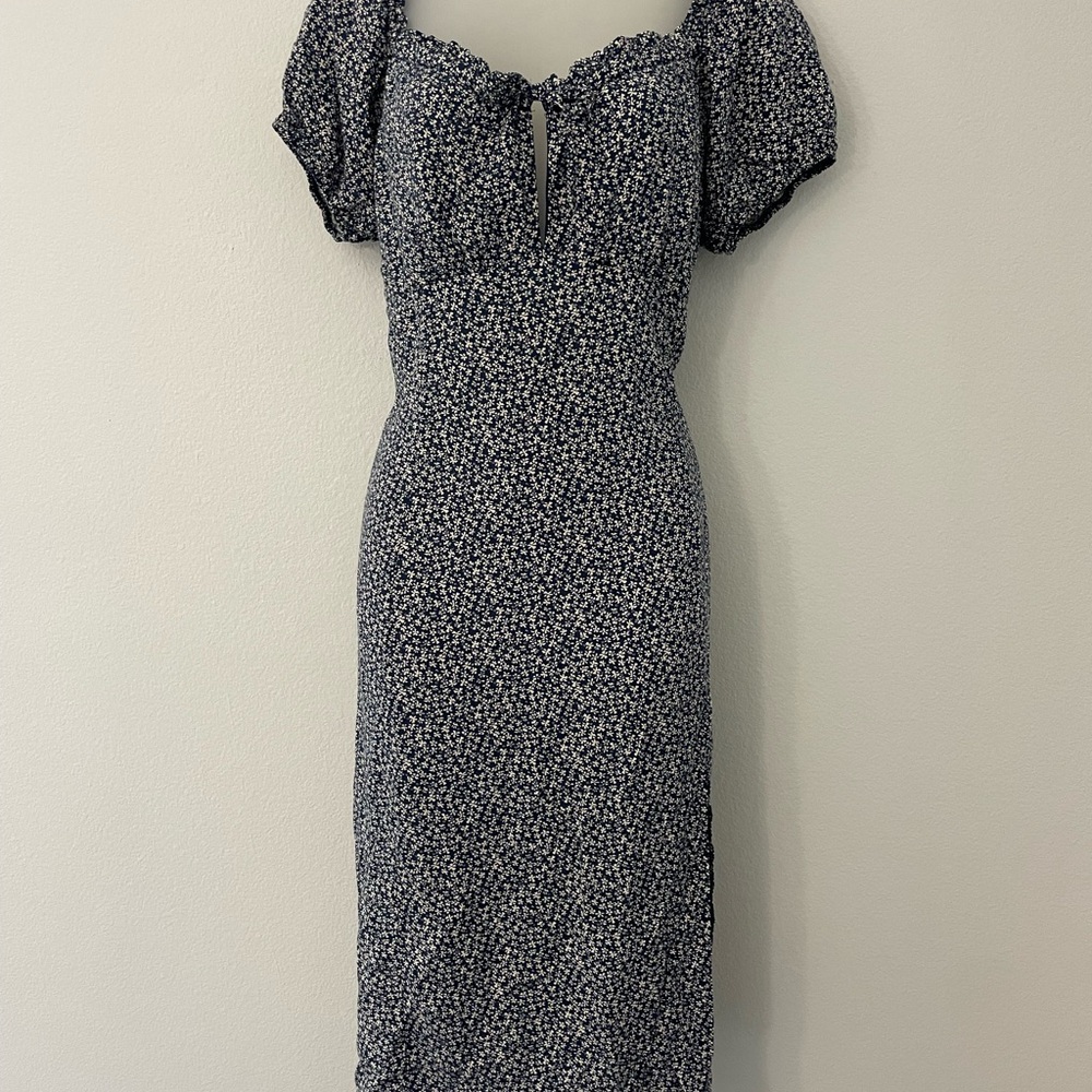 Floral Print Blue Dress